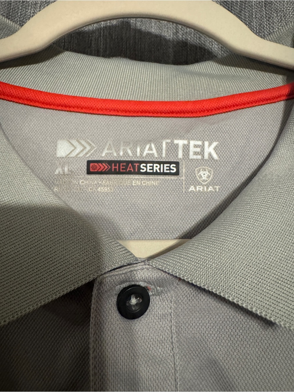 Ariat Grey Performance Button-Down Shirt with Red Trim
